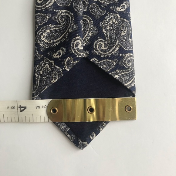 Chaps Ralph Lauren Tie Navy Silver Paisley Print - Picture 6 of 6